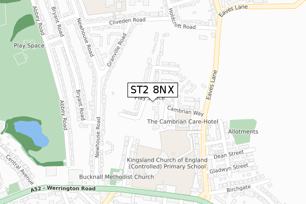 ST2 8NX map - large scale - OS Open Zoomstack (Ordnance Survey)