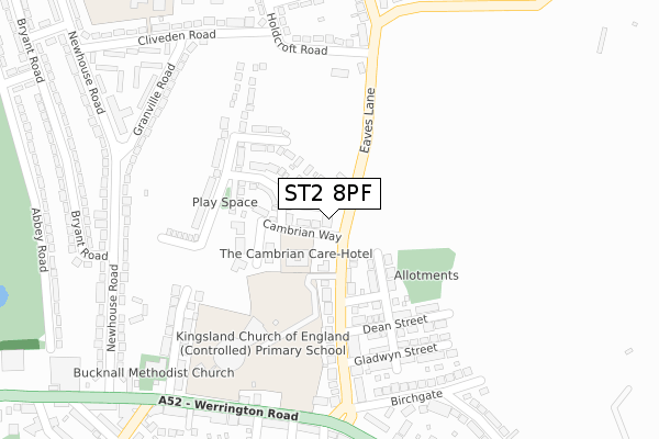 ST2 8PF map - large scale - OS Open Zoomstack (Ordnance Survey)