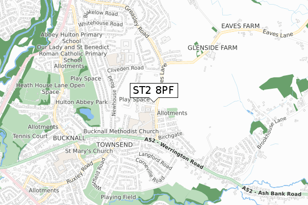 ST2 8PF map - small scale - OS Open Zoomstack (Ordnance Survey)