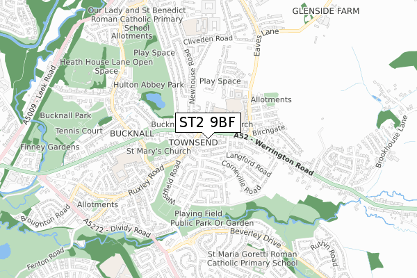 ST2 9BF map - small scale - OS Open Zoomstack (Ordnance Survey)