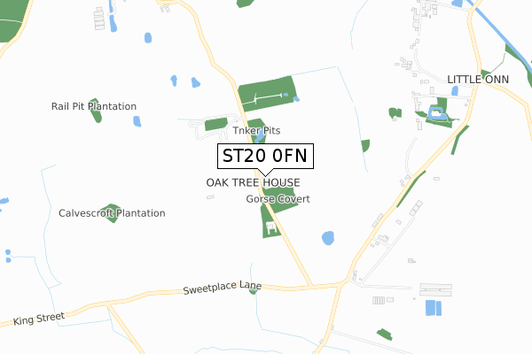 ST20 0FN map - small scale - OS Open Zoomstack (Ordnance Survey)