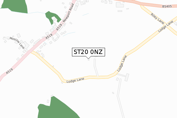 ST20 0NZ map - large scale - OS Open Zoomstack (Ordnance Survey)