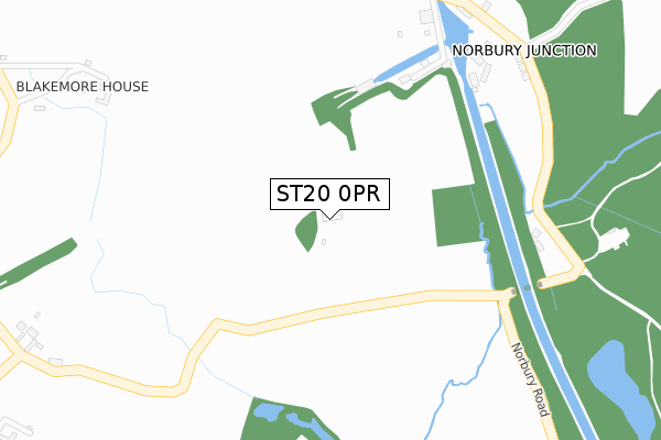 ST20 0PR map - large scale - OS Open Zoomstack (Ordnance Survey)