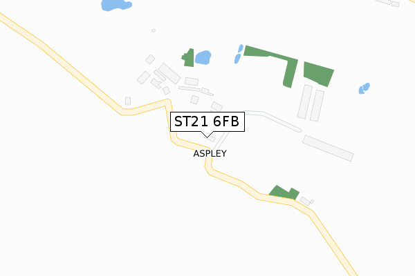 ST21 6FB map - large scale - OS Open Zoomstack (Ordnance Survey)