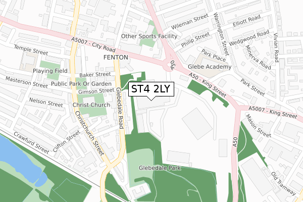 ST4 2LY map - large scale - OS Open Zoomstack (Ordnance Survey)