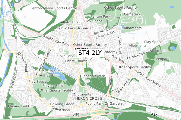 ST4 2LY map - small scale - OS Open Zoomstack (Ordnance Survey)