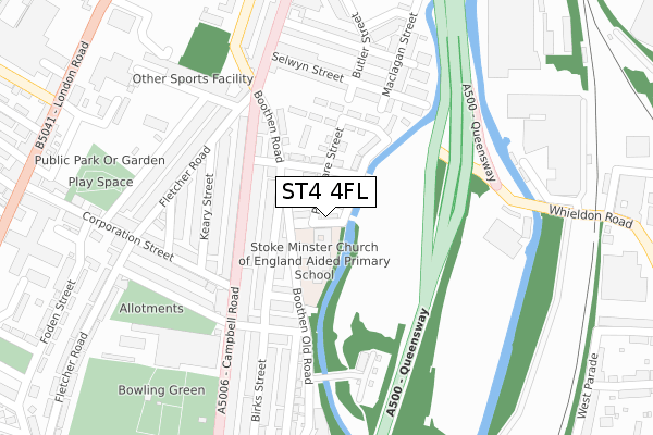 ST4 4FL map - large scale - OS Open Zoomstack (Ordnance Survey)