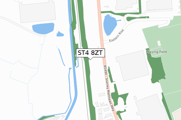 ST4 8ZT map - large scale - OS Open Zoomstack (Ordnance Survey)