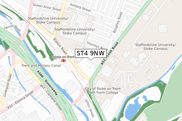 ST4 9NW map - large scale - OS Open Zoomstack (Ordnance Survey)