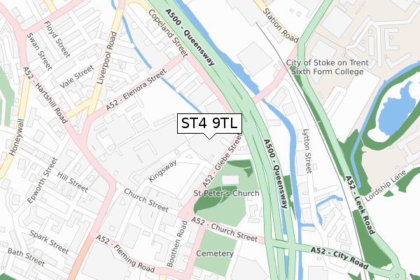 ST4 9TL map - large scale - OS Open Zoomstack (Ordnance Survey)