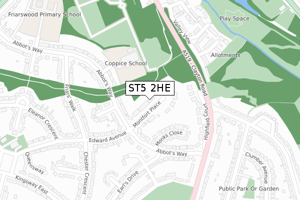 ST5 2HE map - large scale - OS Open Zoomstack (Ordnance Survey)