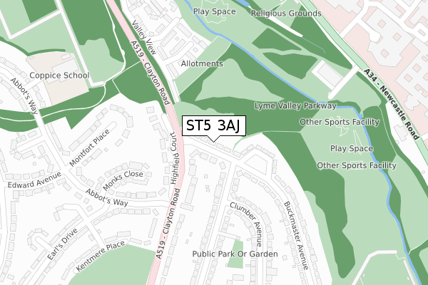 ST5 3AJ map - large scale - OS Open Zoomstack (Ordnance Survey)