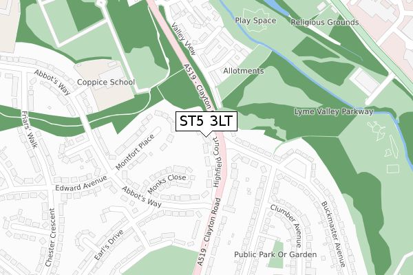 ST5 3LT map - large scale - OS Open Zoomstack (Ordnance Survey)