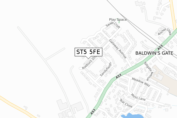 ST5 5FE map - large scale - OS Open Zoomstack (Ordnance Survey)