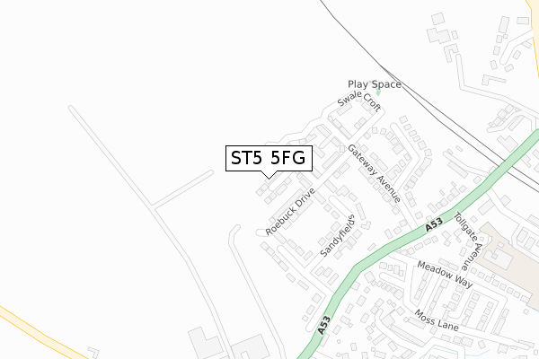 ST5 5FG map - large scale - OS Open Zoomstack (Ordnance Survey)