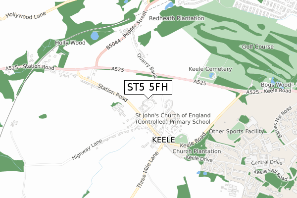 ST5 5FH map - small scale - OS Open Zoomstack (Ordnance Survey)