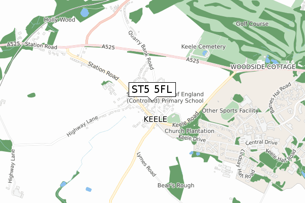 ST5 5FL map - small scale - OS Open Zoomstack (Ordnance Survey)