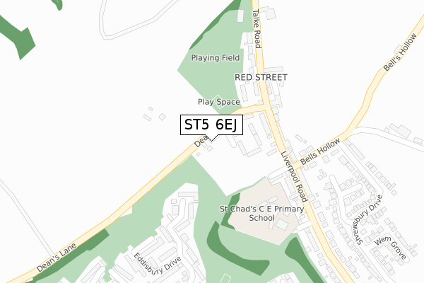 ST5 6EJ map - large scale - OS Open Zoomstack (Ordnance Survey)