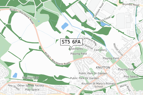 ST5 6FA map - small scale - OS Open Zoomstack (Ordnance Survey)