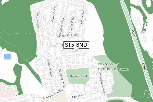 ST5 8ND map - large scale - OS Open Zoomstack (Ordnance Survey)