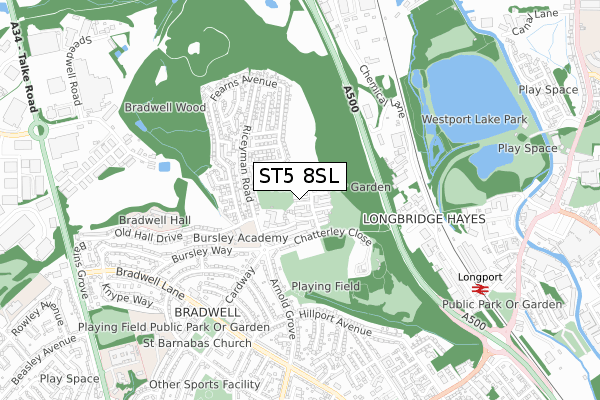 ST5 8SL map - small scale - OS Open Zoomstack (Ordnance Survey)