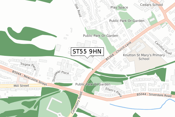 ST55 9HN map - large scale - OS Open Zoomstack (Ordnance Survey)