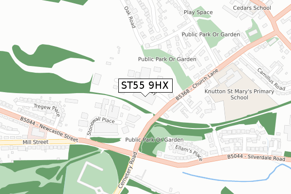 ST55 9HX map - large scale - OS Open Zoomstack (Ordnance Survey)