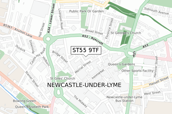 ST55 9TF map - large scale - OS Open Zoomstack (Ordnance Survey)