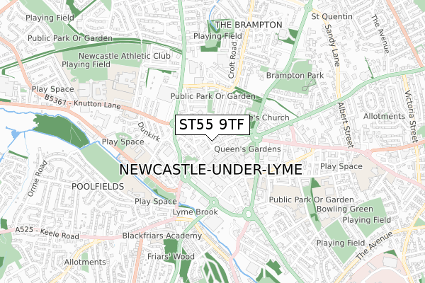 ST55 9TF map - small scale - OS Open Zoomstack (Ordnance Survey)