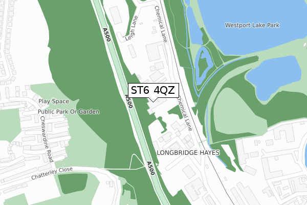 ST6 4QZ map - large scale - OS Open Zoomstack (Ordnance Survey)