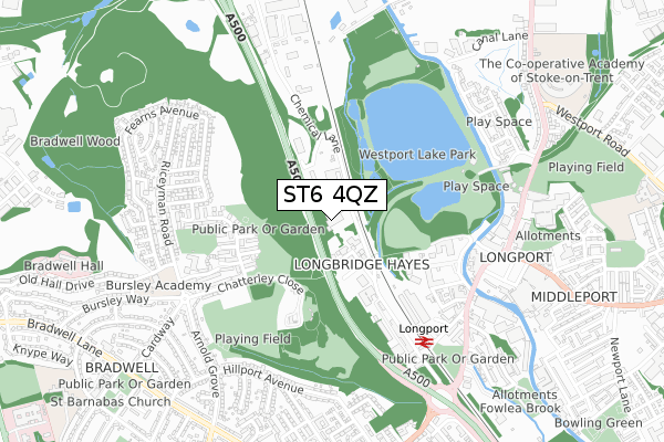 ST6 4QZ map - small scale - OS Open Zoomstack (Ordnance Survey)