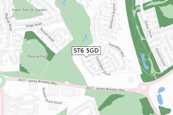 ST6 5GD map - large scale - OS Open Zoomstack (Ordnance Survey)