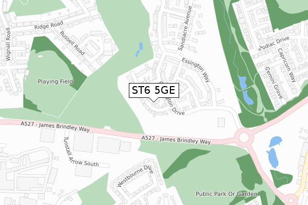 ST6 5GE map - large scale - OS Open Zoomstack (Ordnance Survey)