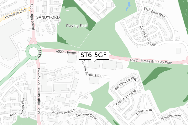 ST6 5GF map - large scale - OS Open Zoomstack (Ordnance Survey)