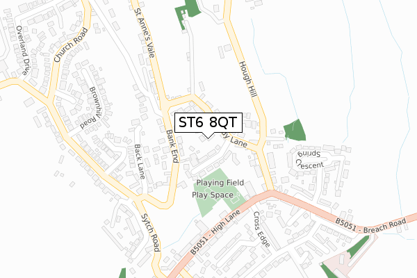 ST6 8QT map - large scale - OS Open Zoomstack (Ordnance Survey)