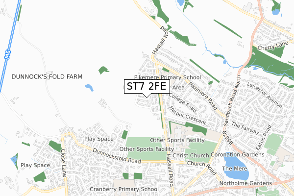 ST7 2FE map - small scale - OS Open Zoomstack (Ordnance Survey)