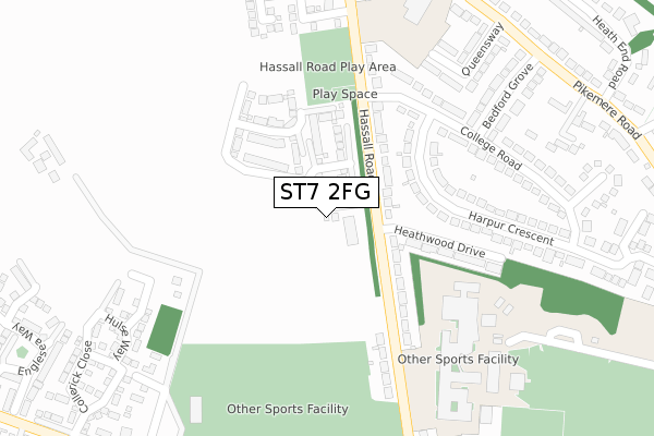 ST7 2FG map - large scale - OS Open Zoomstack (Ordnance Survey)