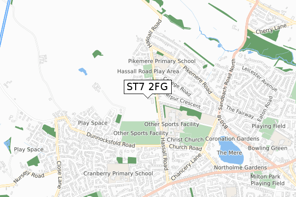 ST7 2FG map - small scale - OS Open Zoomstack (Ordnance Survey)