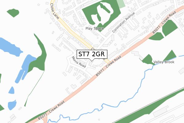 ST7 2GR map - large scale - OS Open Zoomstack (Ordnance Survey)