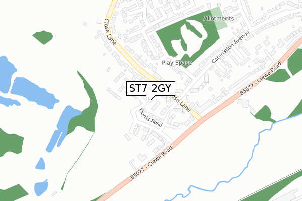 ST7 2GY map - large scale - OS Open Zoomstack (Ordnance Survey)