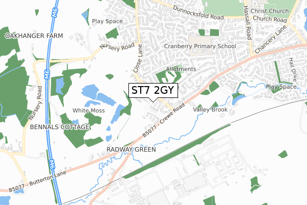 ST7 2GY map - small scale - OS Open Zoomstack (Ordnance Survey)