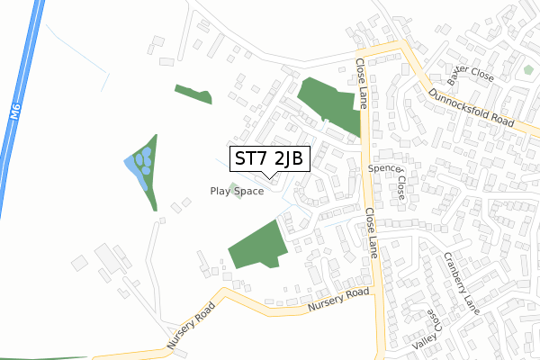 ST7 2JB map - large scale - OS Open Zoomstack (Ordnance Survey)