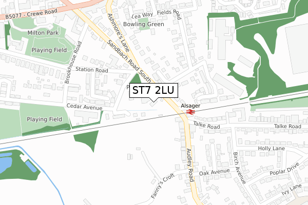 ST7 2LU map - large scale - OS Open Zoomstack (Ordnance Survey)