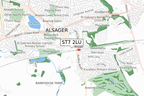 ST7 2LU map - small scale - OS Open Zoomstack (Ordnance Survey)