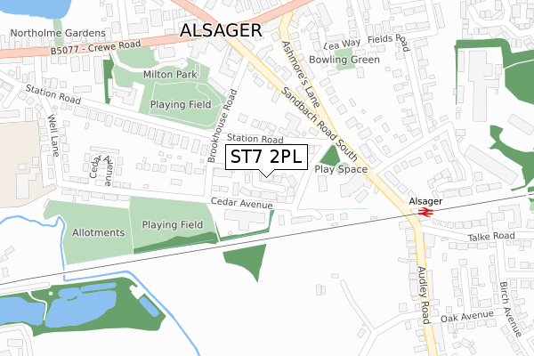 ST7 2PL map - large scale - OS Open Zoomstack (Ordnance Survey)