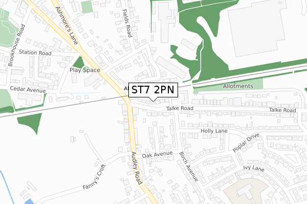 ST7 2PN map - large scale - OS Open Zoomstack (Ordnance Survey)