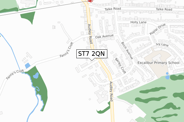 ST7 2QN map - large scale - OS Open Zoomstack (Ordnance Survey)