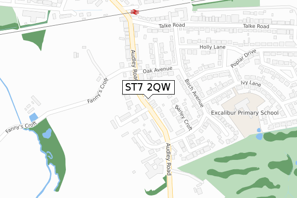 ST7 2QW map - large scale - OS Open Zoomstack (Ordnance Survey)