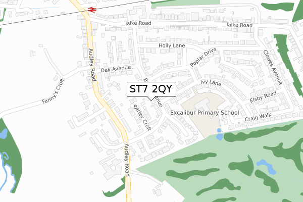 ST7 2QY map - large scale - OS Open Zoomstack (Ordnance Survey)