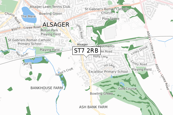 ST7 2RB map - small scale - OS Open Zoomstack (Ordnance Survey)